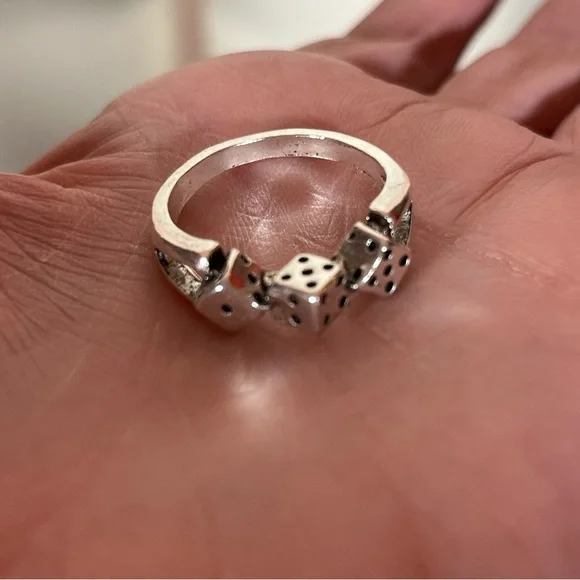 Vintage Retro Silver Dice Goth punk Disco Ring - Picture 3 of 16
